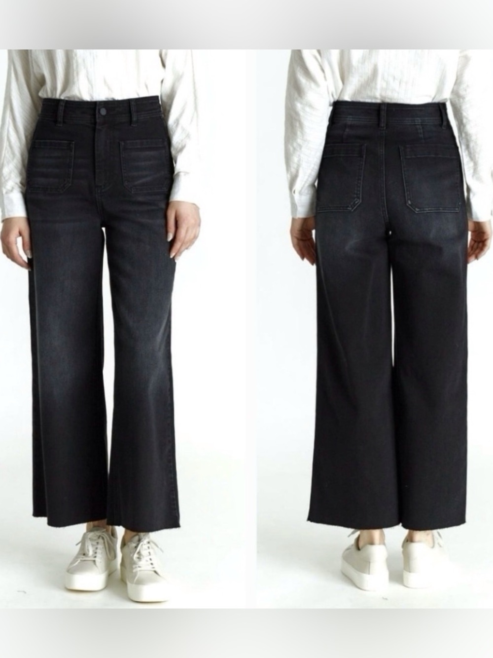 Oat New York High Rise Wide Leg Patch Pocket Jeans